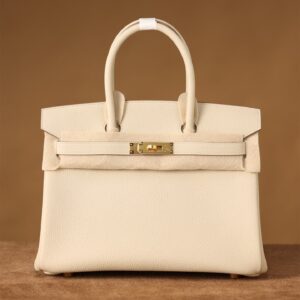 高仿Hermes*Birkin30奶昔白金扣免檢版