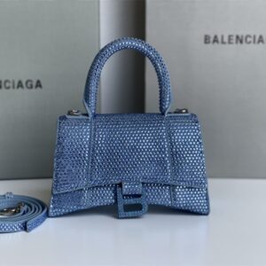 高仿Balenciaga*Hourglass系列沙漏包滿鑽藍色XS