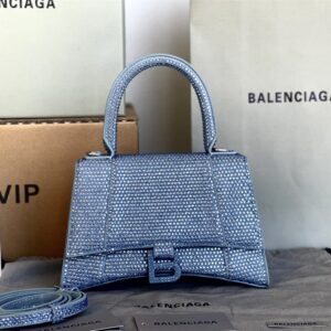 高仿Balenciaga*Hourglass系列沙漏包滿鑽藍色S